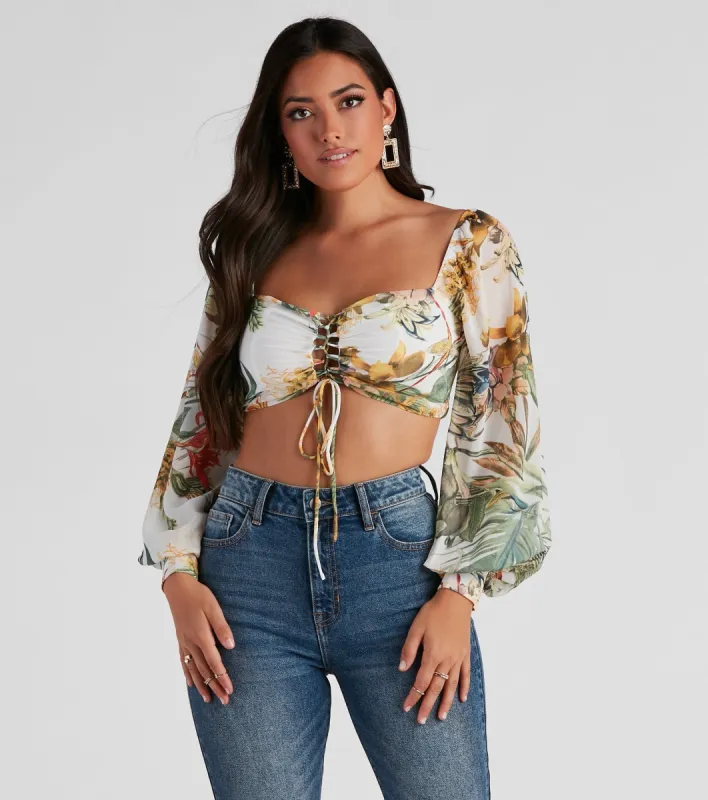 Tropical Babe Chiffon Crop Top sold by Windsor