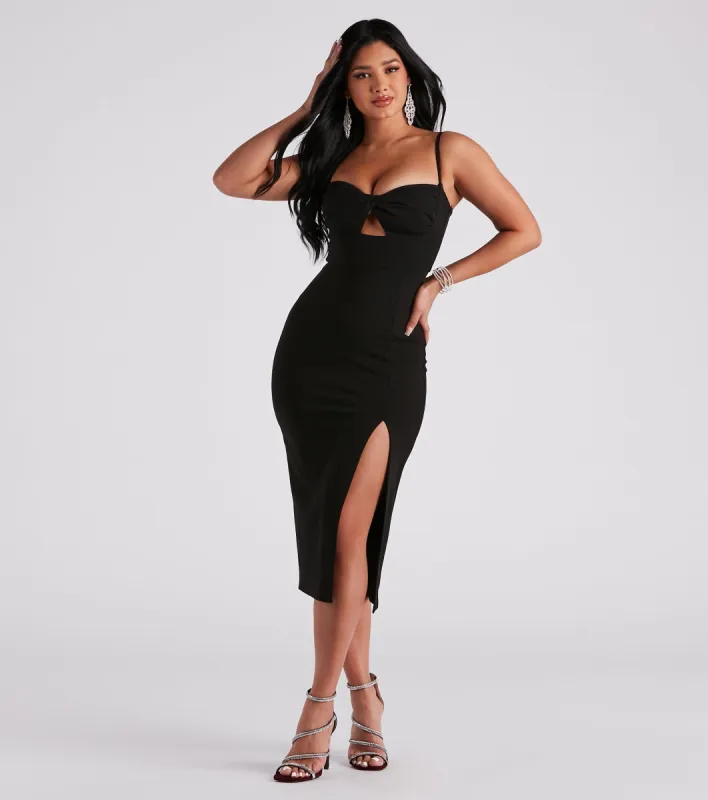 Laila Formal Crepe Twist Midi Dress sold by Windsor