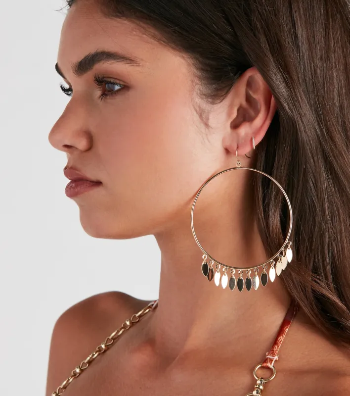 Leafy Greens Charm Hoop Earrings sold by Windsor