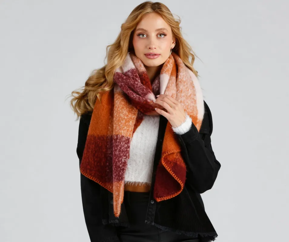Cozy Season Brushed Plaid Scarf sold by Windsor