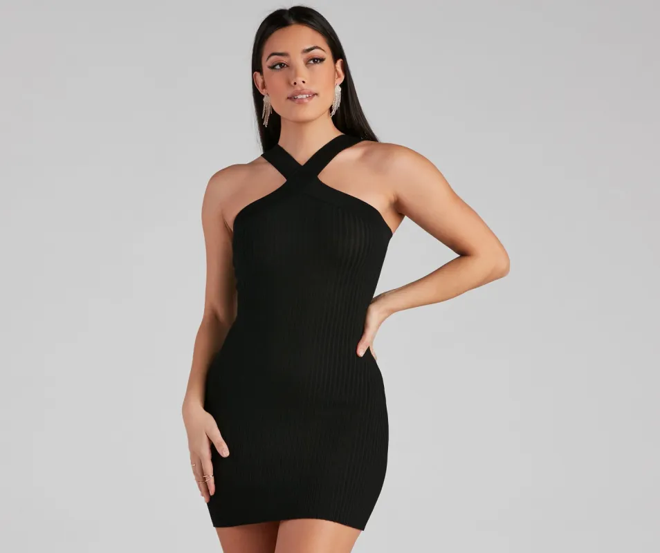 Highly Favored Halter Sweater Dress sold by Windsor