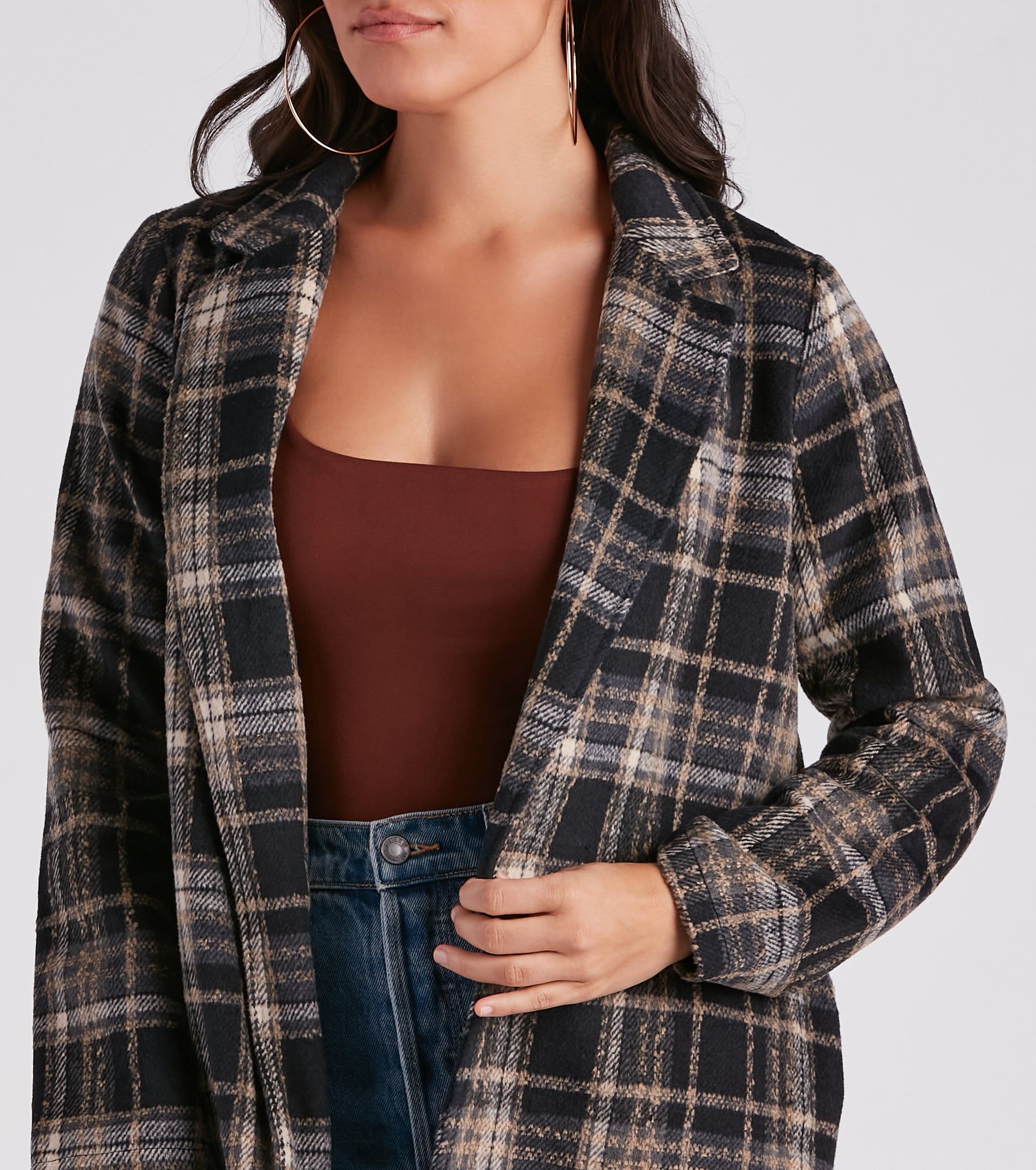 City Girl Plaid Faux Wool Coat sold by Windsor product image thumbnail 4