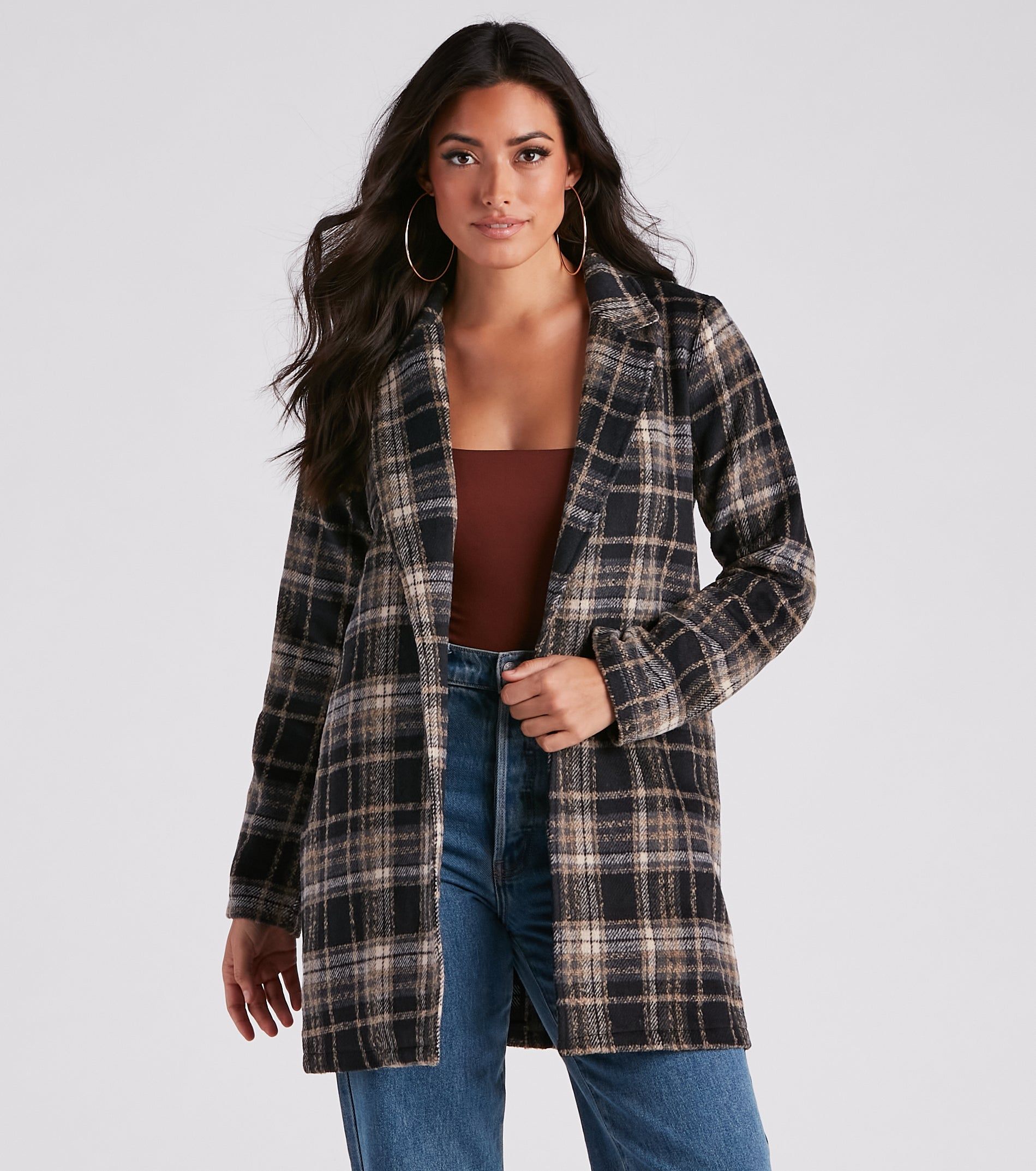 City Girl Plaid Faux Wool Coat sold by Windsor
