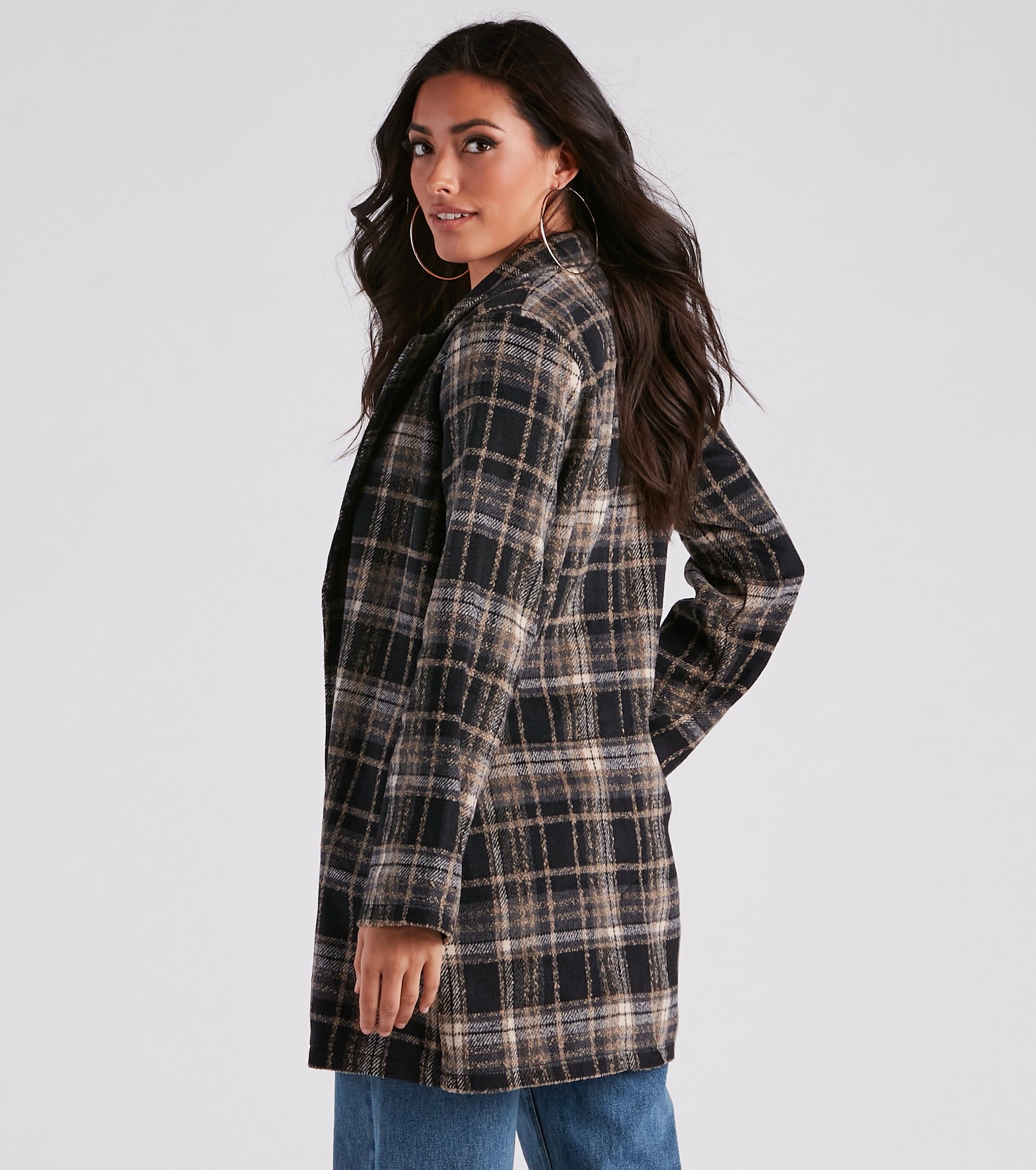 City Girl Plaid Faux Wool Coat sold by Windsor product image thumbnail 2