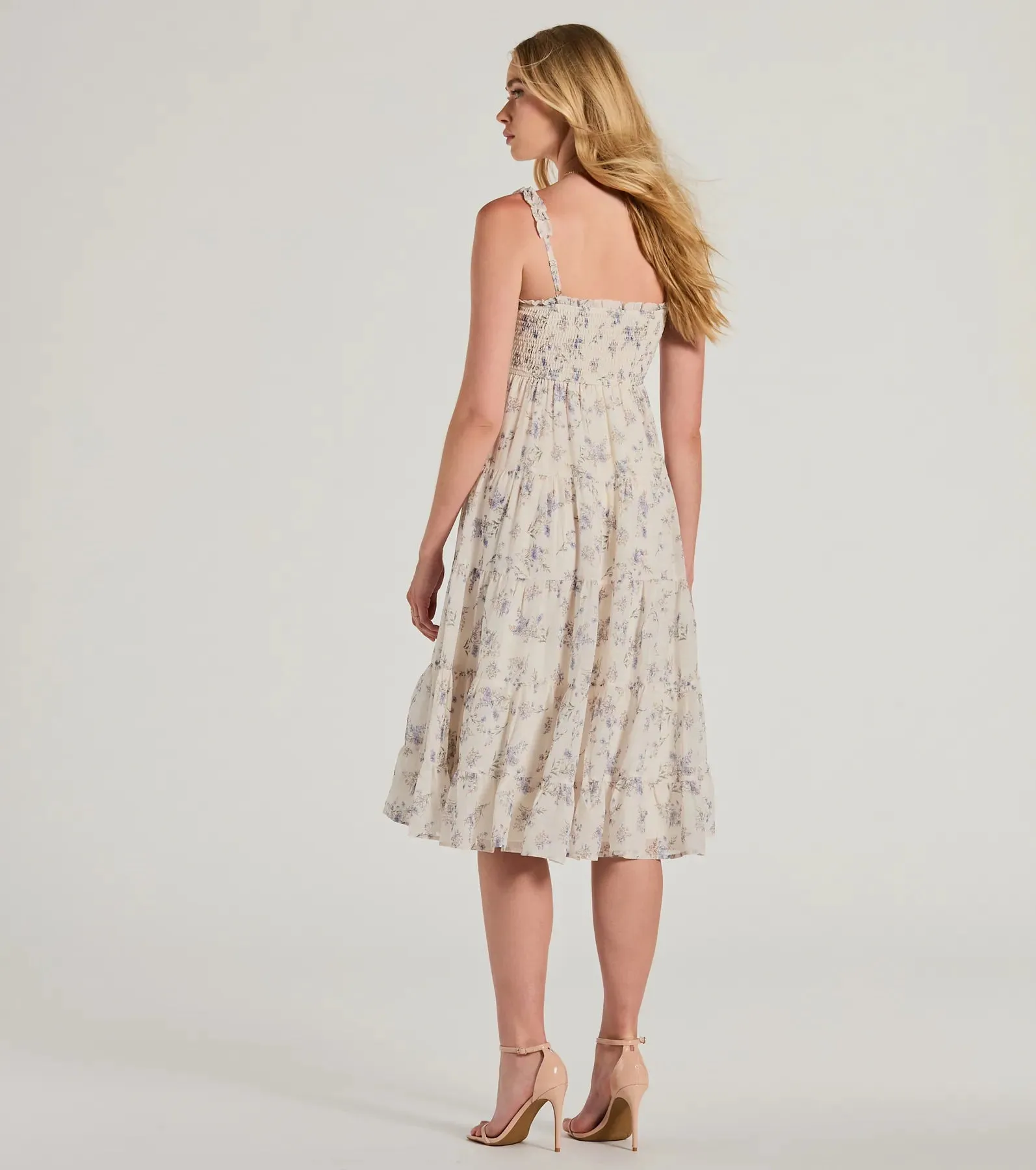 Effortless Love Ruffled Floral Chiffon Midi Dress sold by Windsor product image thumbnail 2