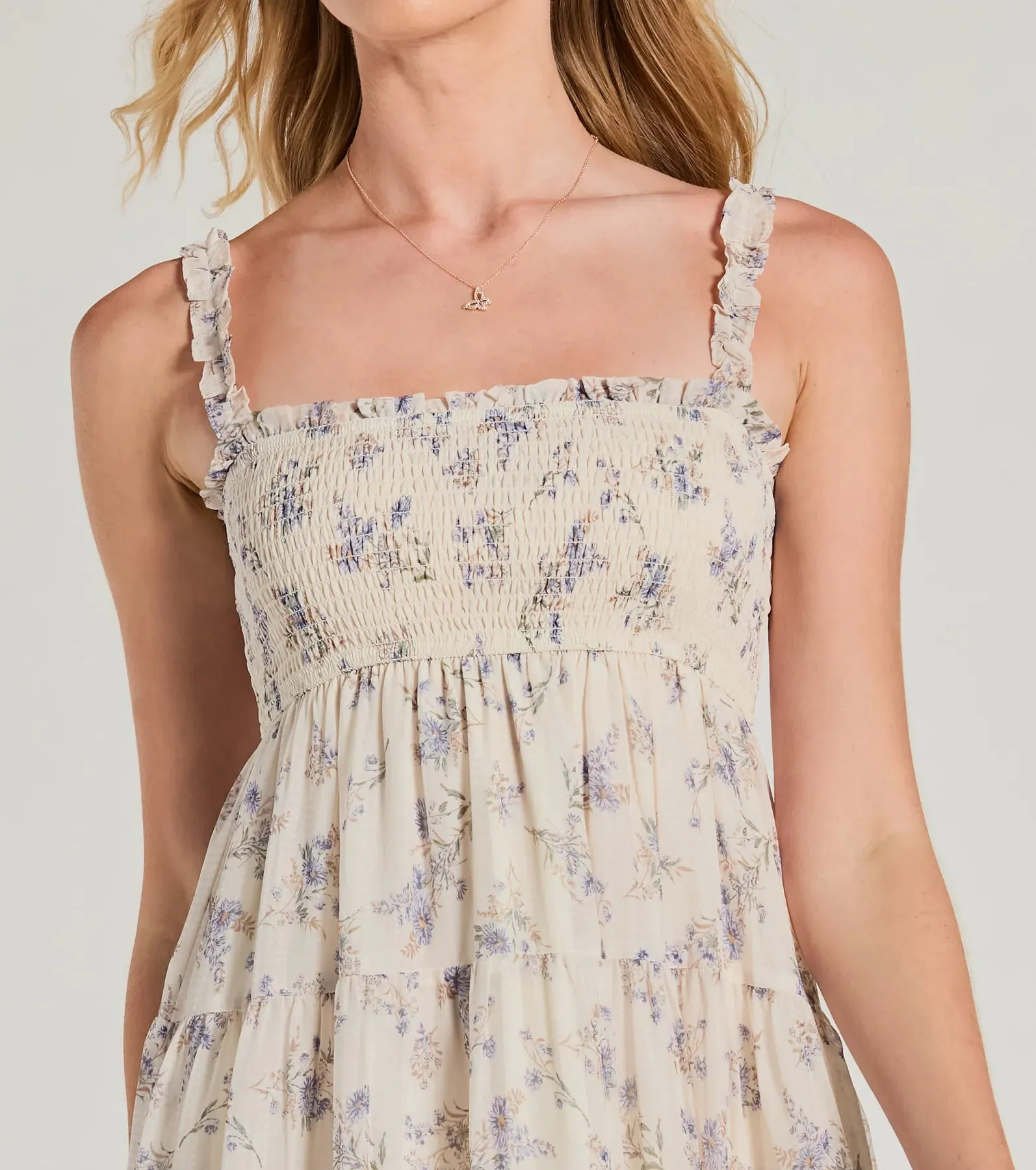 Effortless Love Ruffled Floral Chiffon Midi Dress sold by Windsor product image thumbnail 3