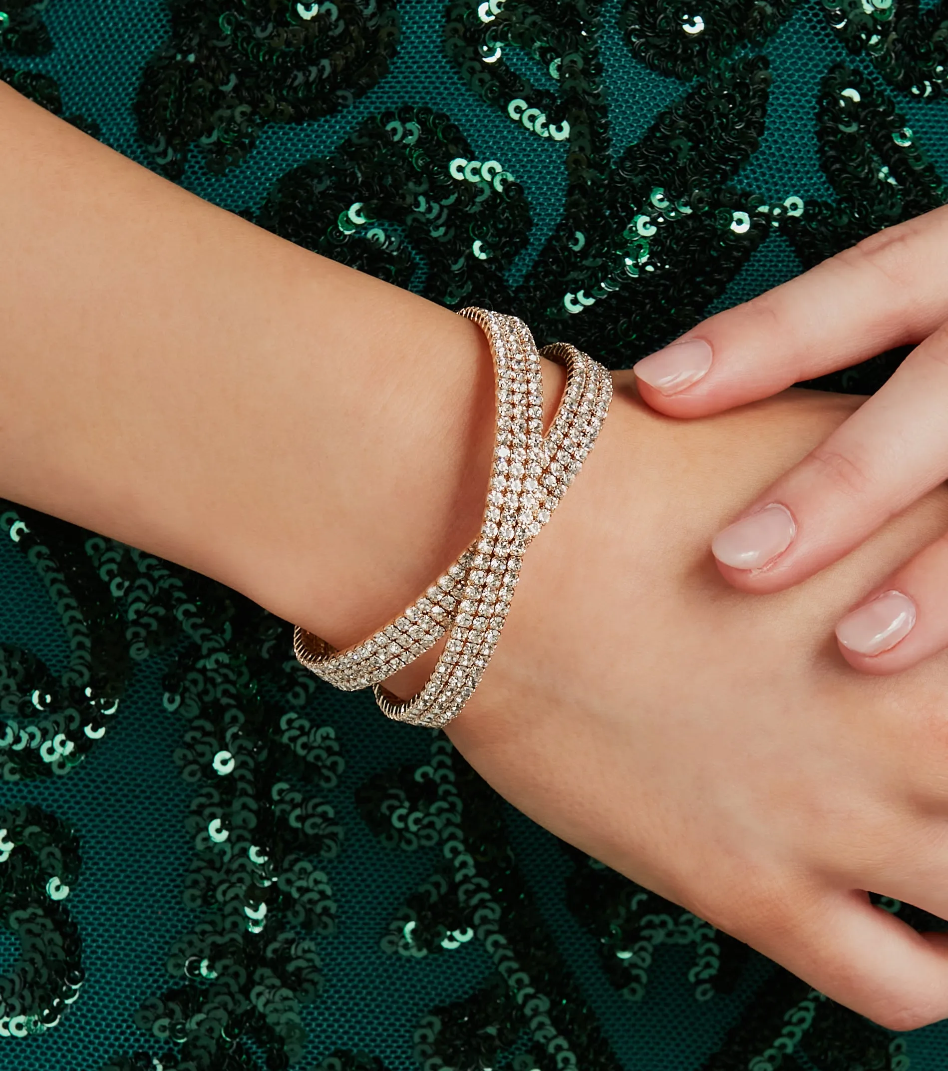 Exquisite Shine Rhinestone Cuff Bracelet sold by Windsor product image thumbnail 2