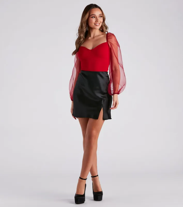 CLEARANCE - Smooth In Satin Slit Mini Skirt sold by Windsor