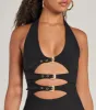 Bold Cutie Halter Buckle Crepe Mini Dress sold by Windsor