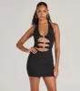 Bold Cutie Halter Buckle Crepe Mini Dress sold by Windsor