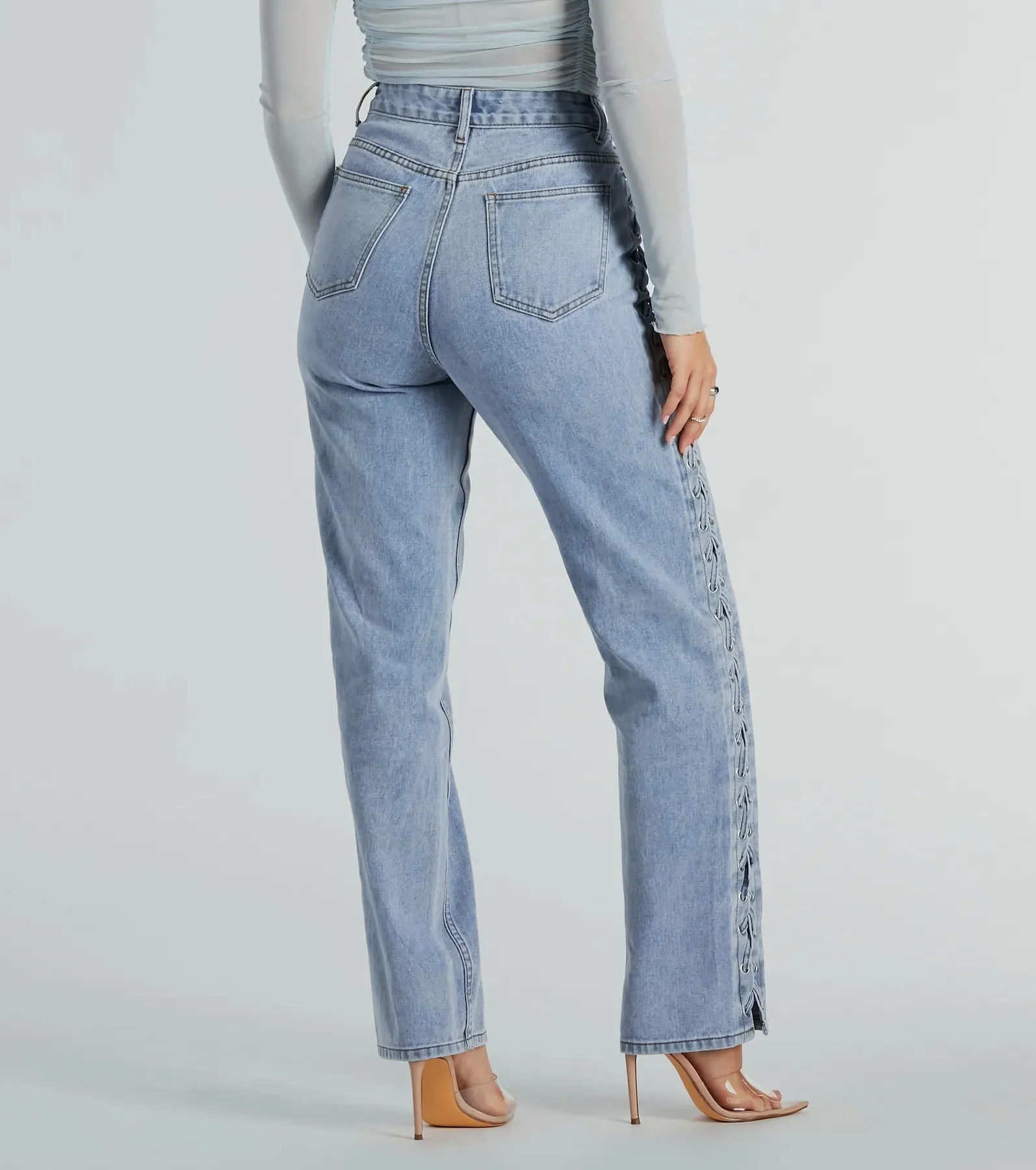 Trendy Business High-Rise Lace-Up Denim Jeans sold by Windsor product image thumbnail 2