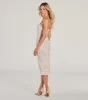 Krissy Formal Sequin Scroll Corset Midi Dress sold by Windsor