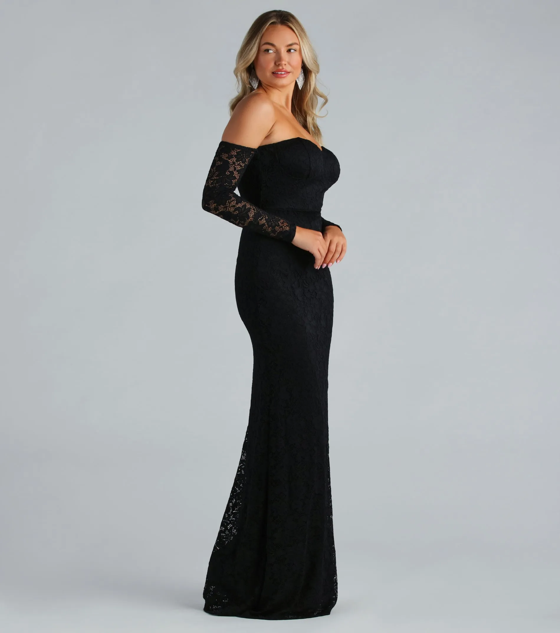 Sammy Formal Lace Off-The-Shoulder Mermaid Dress sold by Windsor product image thumbnail 3
