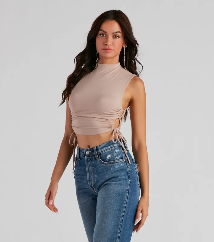 Love The Look Lace-Up Crop Top sold by Windsor