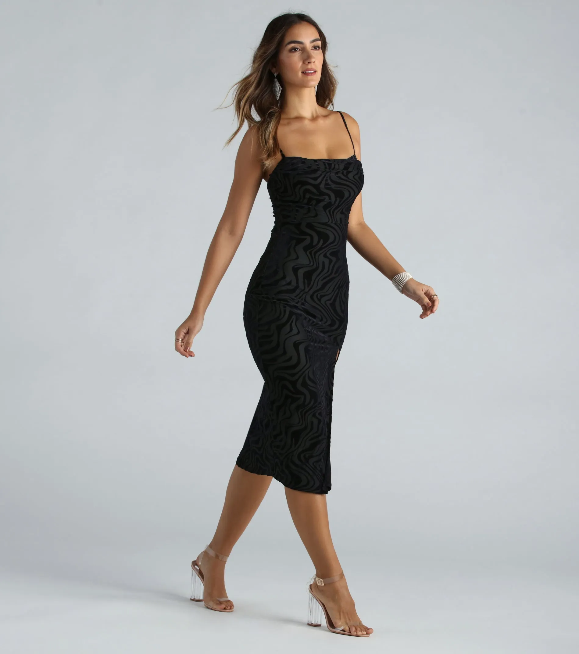 What A Look Velvet Marble Pattern Midi Dress sold by Windsor product image thumbnail 3