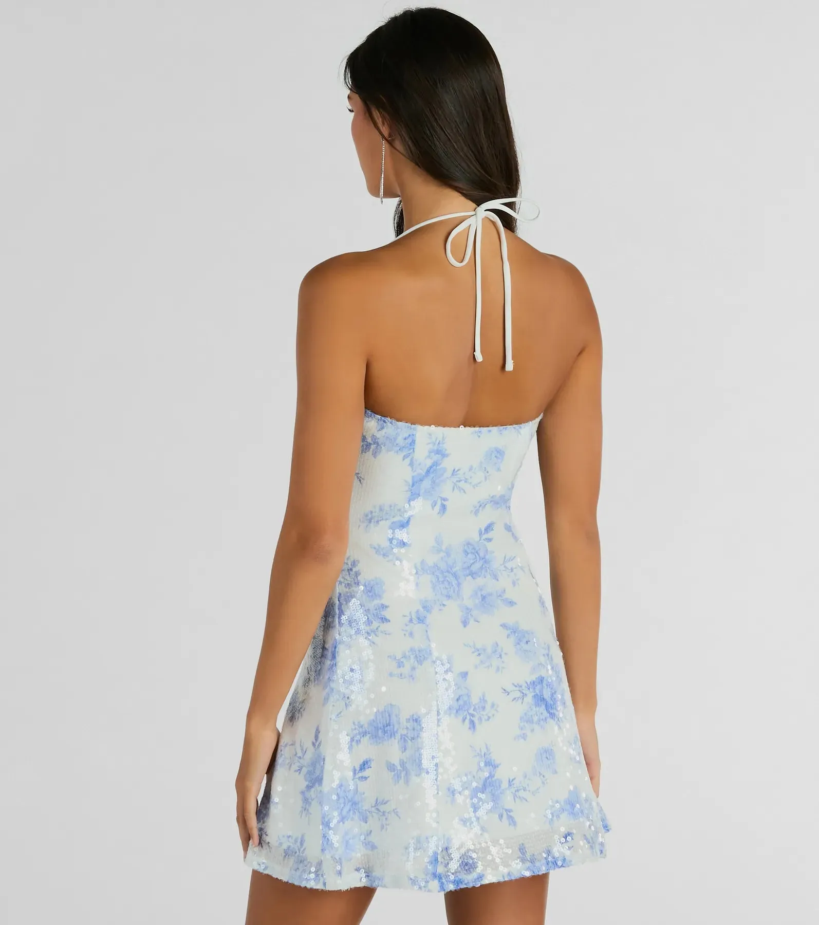 Sparkly Excellence Floral Sequin Mini A-Line Dress sold by Windsor product image thumbnail 2