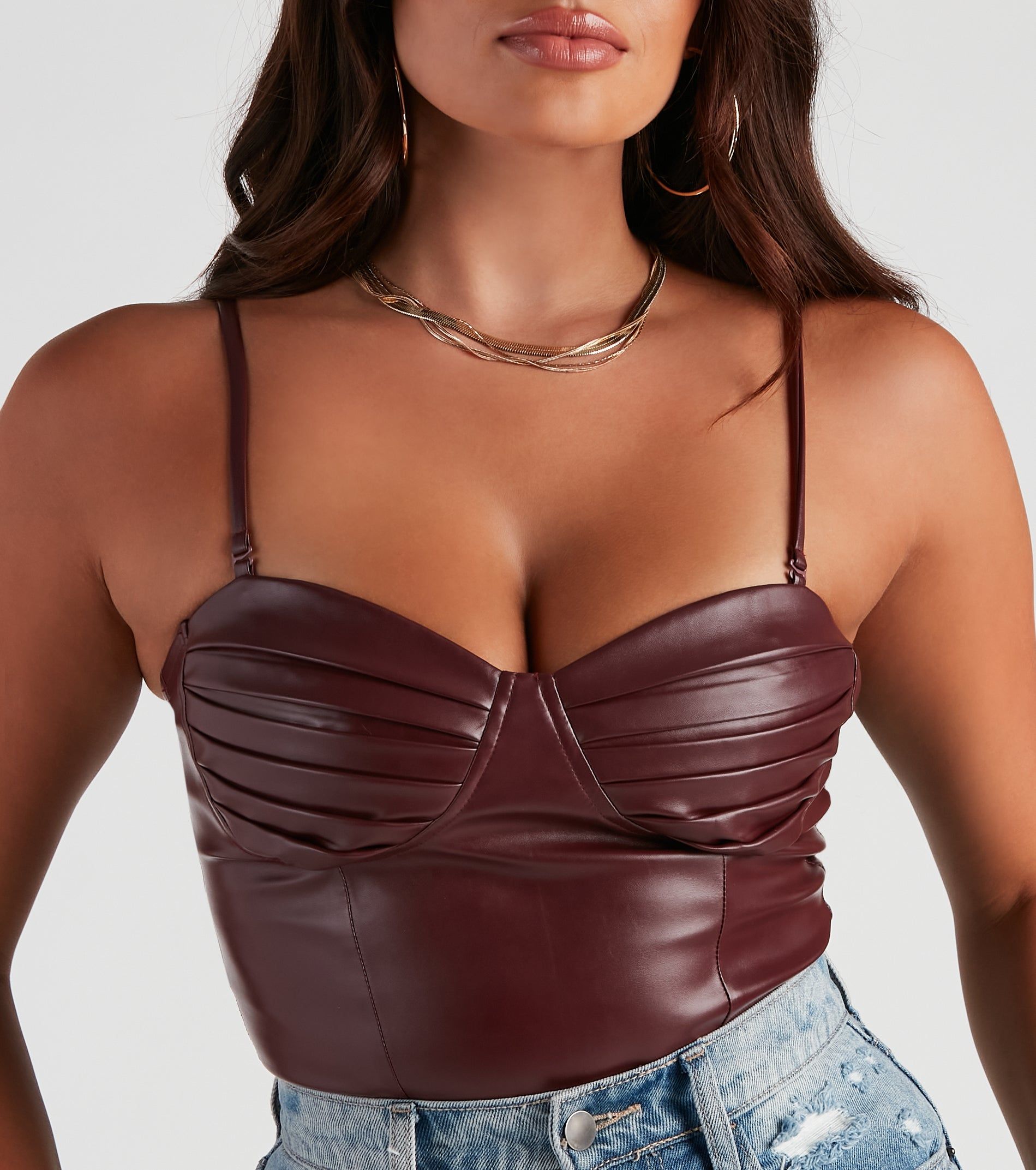 Press Pause Faux Leather Corset Bodysuit sold by Windsor product image thumbnail 4