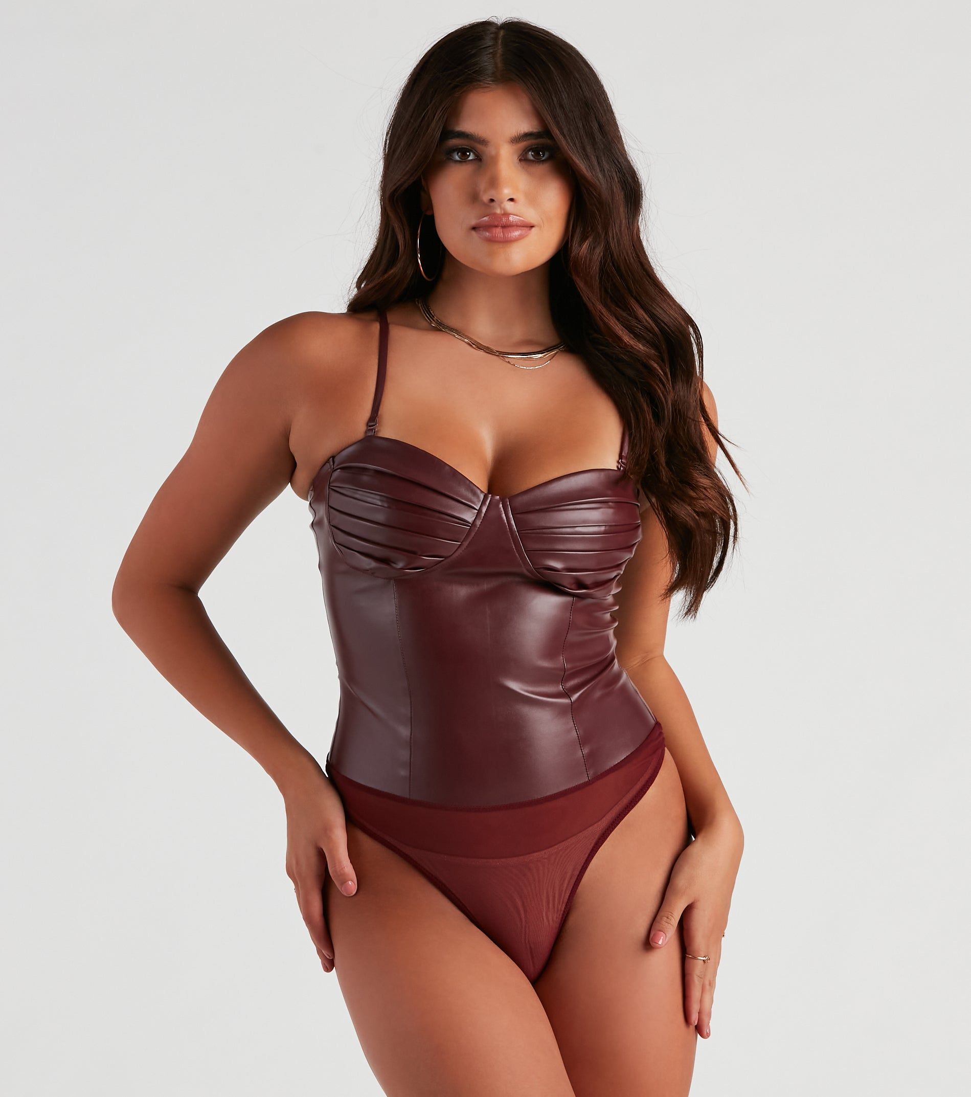 Press Pause Faux Leather Corset Bodysuit sold by Windsor product image thumbnail 5