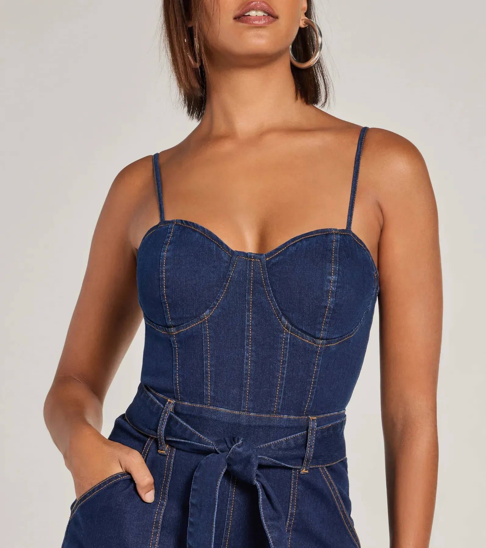 New Era Sweetheart Flare Denim Jumpsuit sold by Windsor product image thumbnail 3