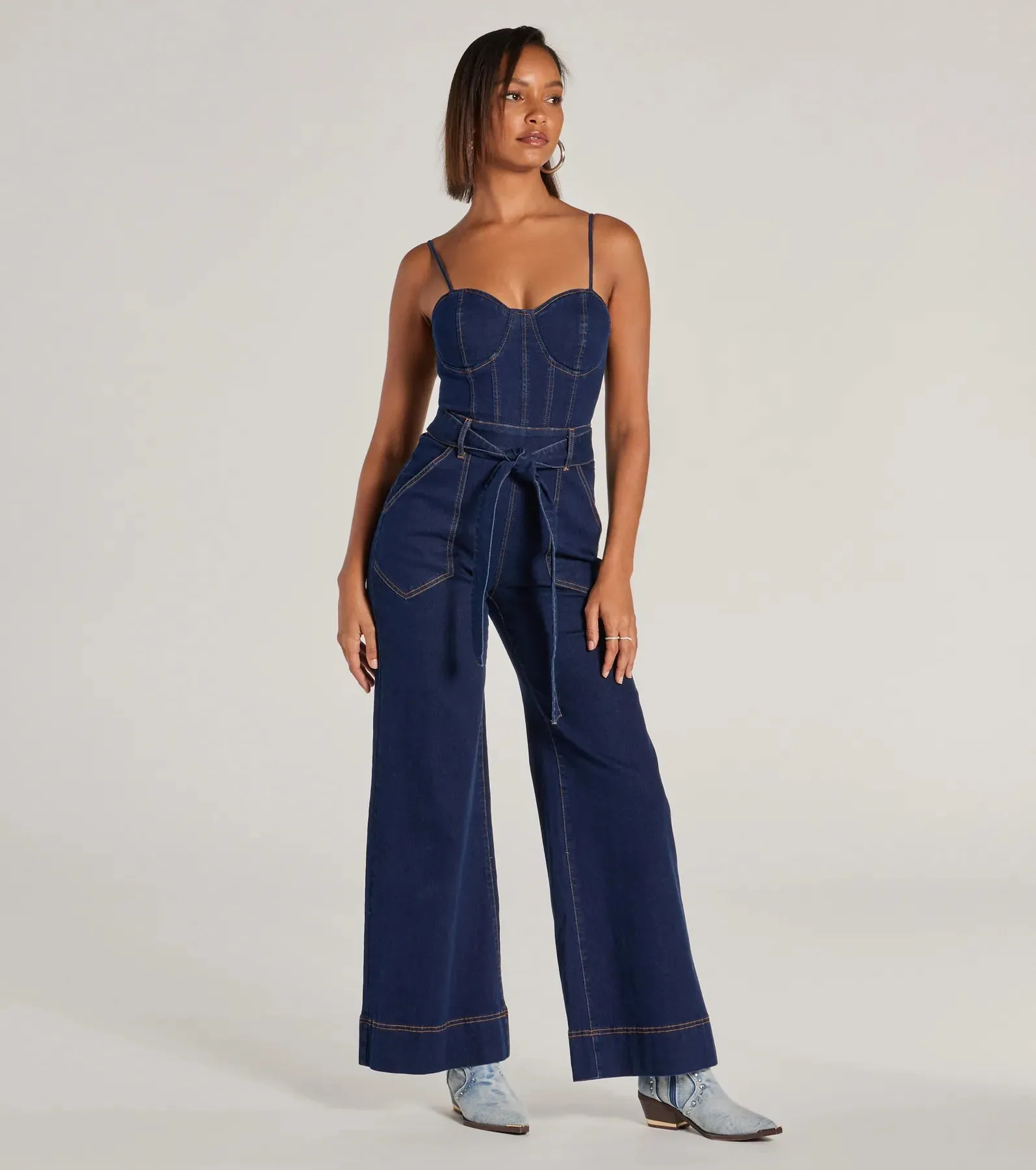 New Era Sweetheart Flare Denim Jumpsuit sold by Windsor product image thumbnail 4