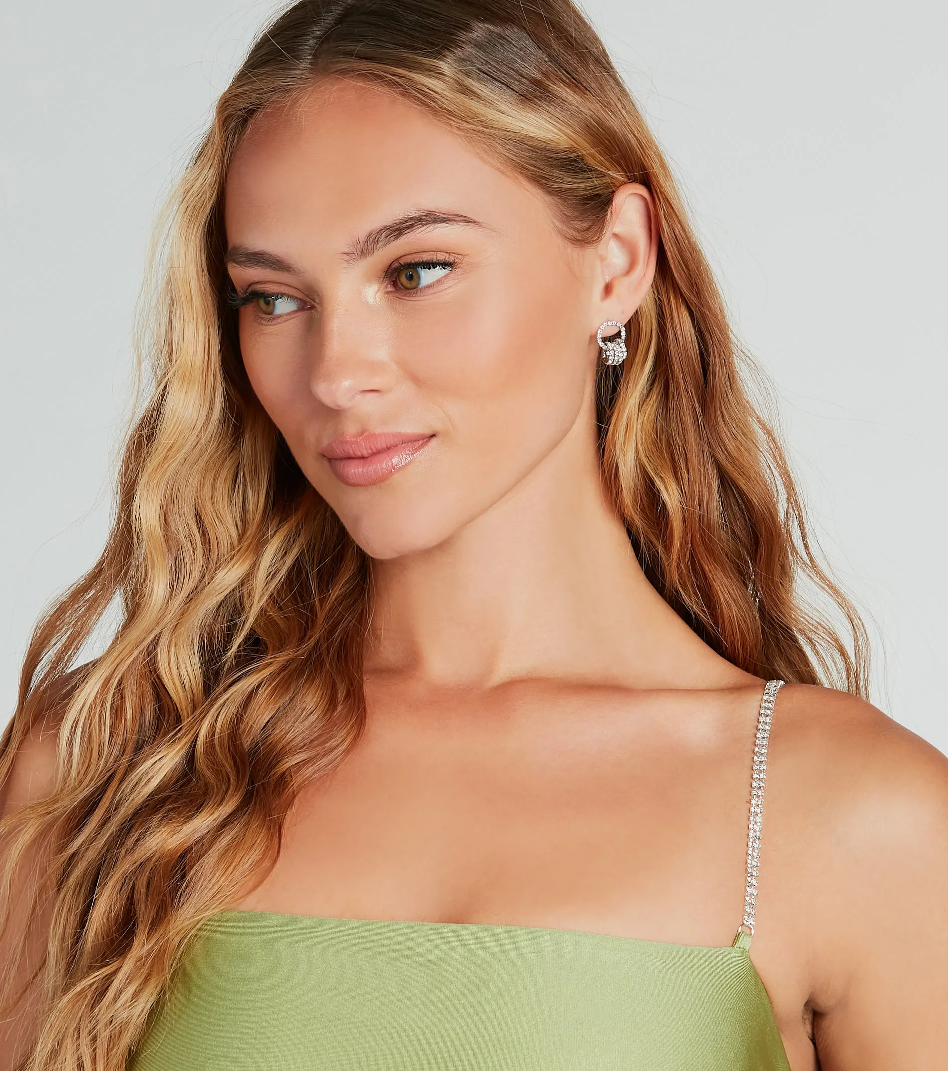 Elevated Elegance Rhinestone Mini Hoop Earrings sold by Windsor product image thumbnail 2