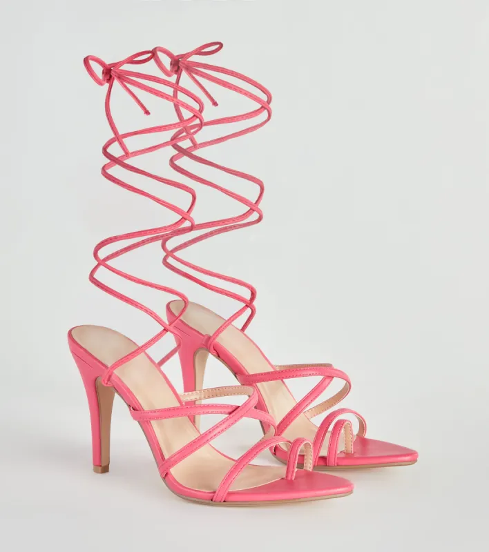 Strapped Stunner Lace-Up Stiletto Heels sold by Windsor
