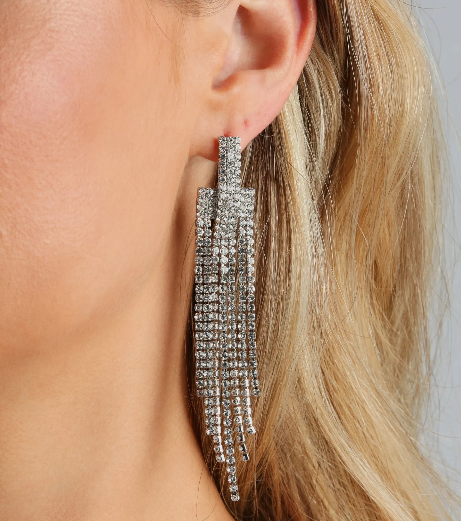 Waltz With Luxe Rhinestone Fringe Earrings sold by Windsor product image thumbnail 2