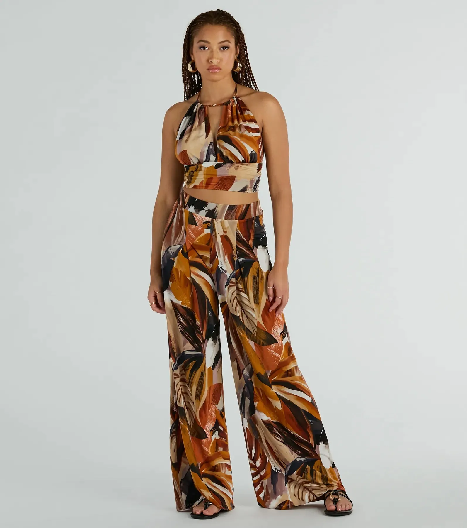 Vacay Ready Tropical Knit Halter Crop Top sold by Windsor product image thumbnail 3