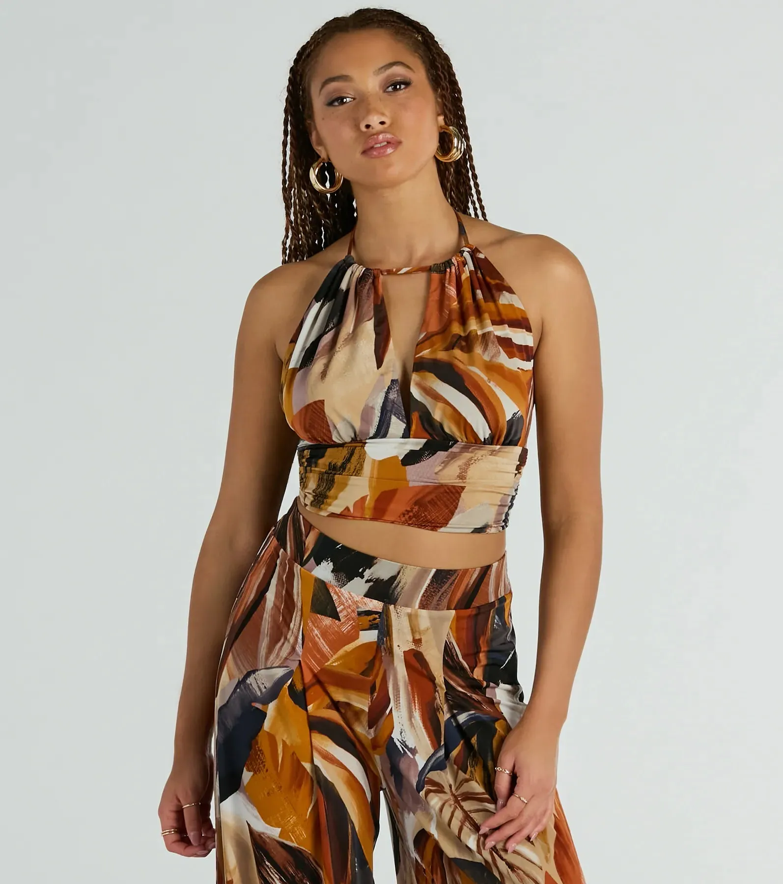 Vacay Ready Tropical Knit Halter Crop Top sold by Windsor