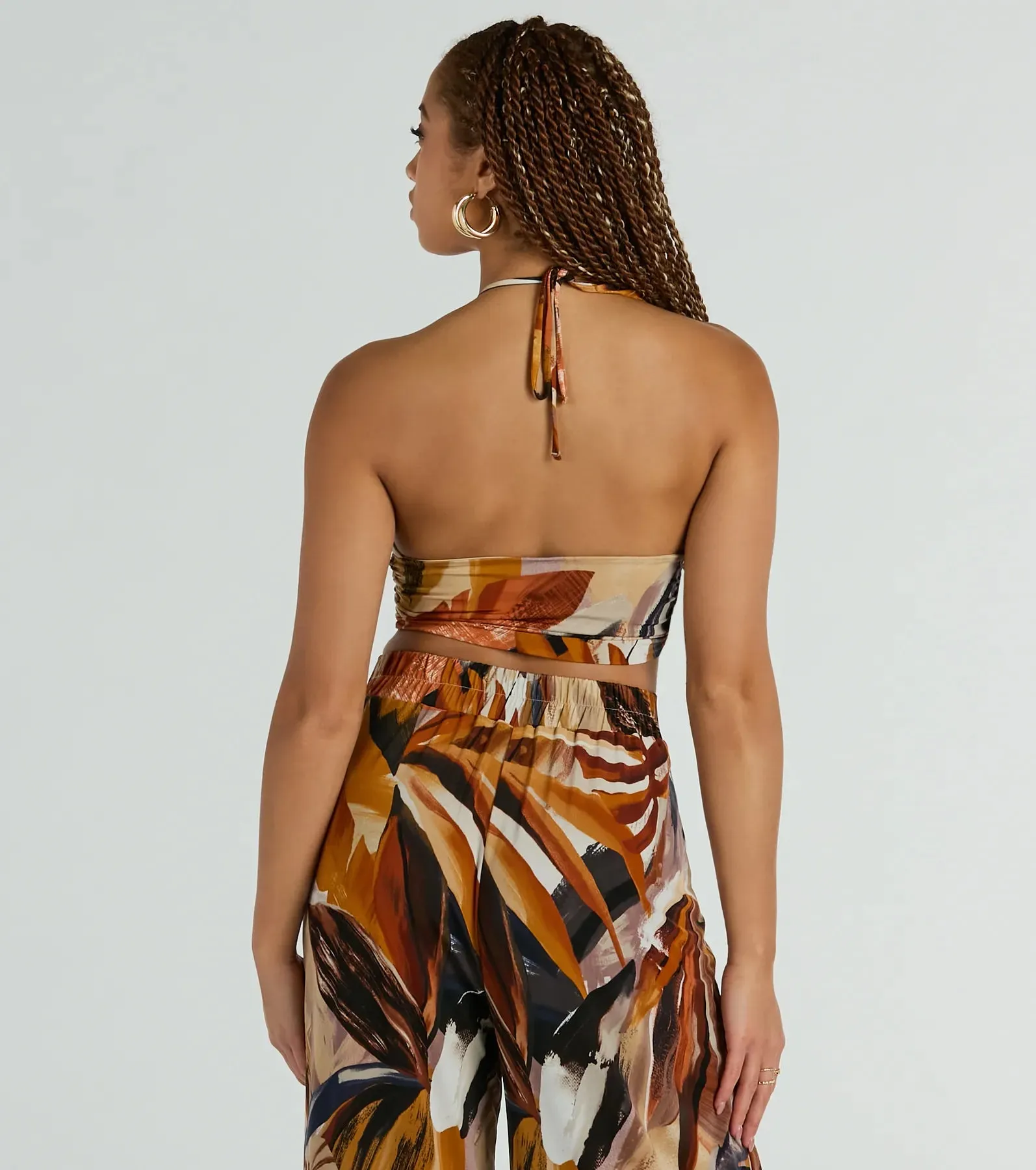 Vacay Ready Tropical Knit Halter Crop Top sold by Windsor product image thumbnail 2