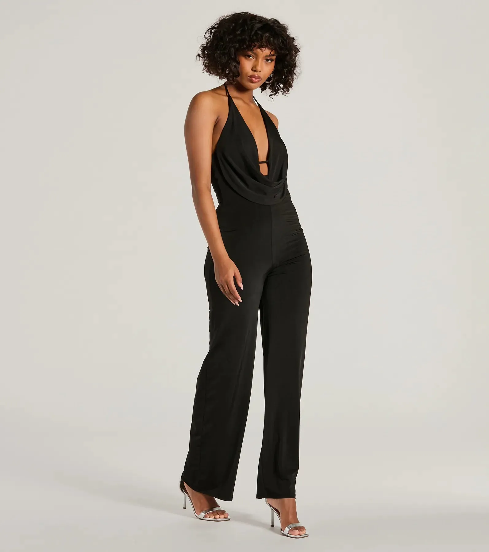 Impressive Momemt Cowl Neck Strappy Wide-Leg Jumpsuit sold by Windsor product image thumbnail 4