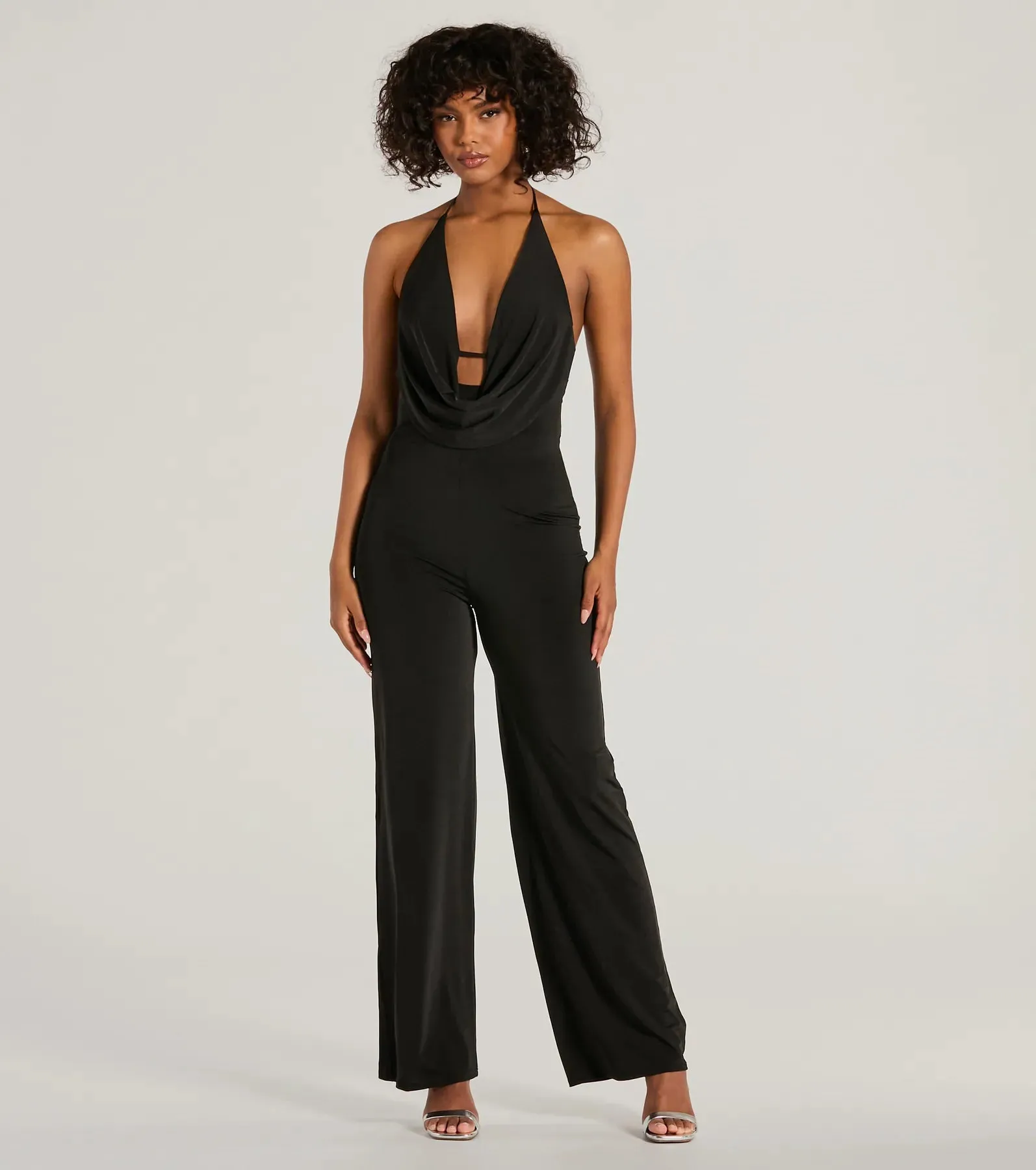 Impressive Momemt Cowl Neck Strappy Wide-Leg Jumpsuit sold by Windsor