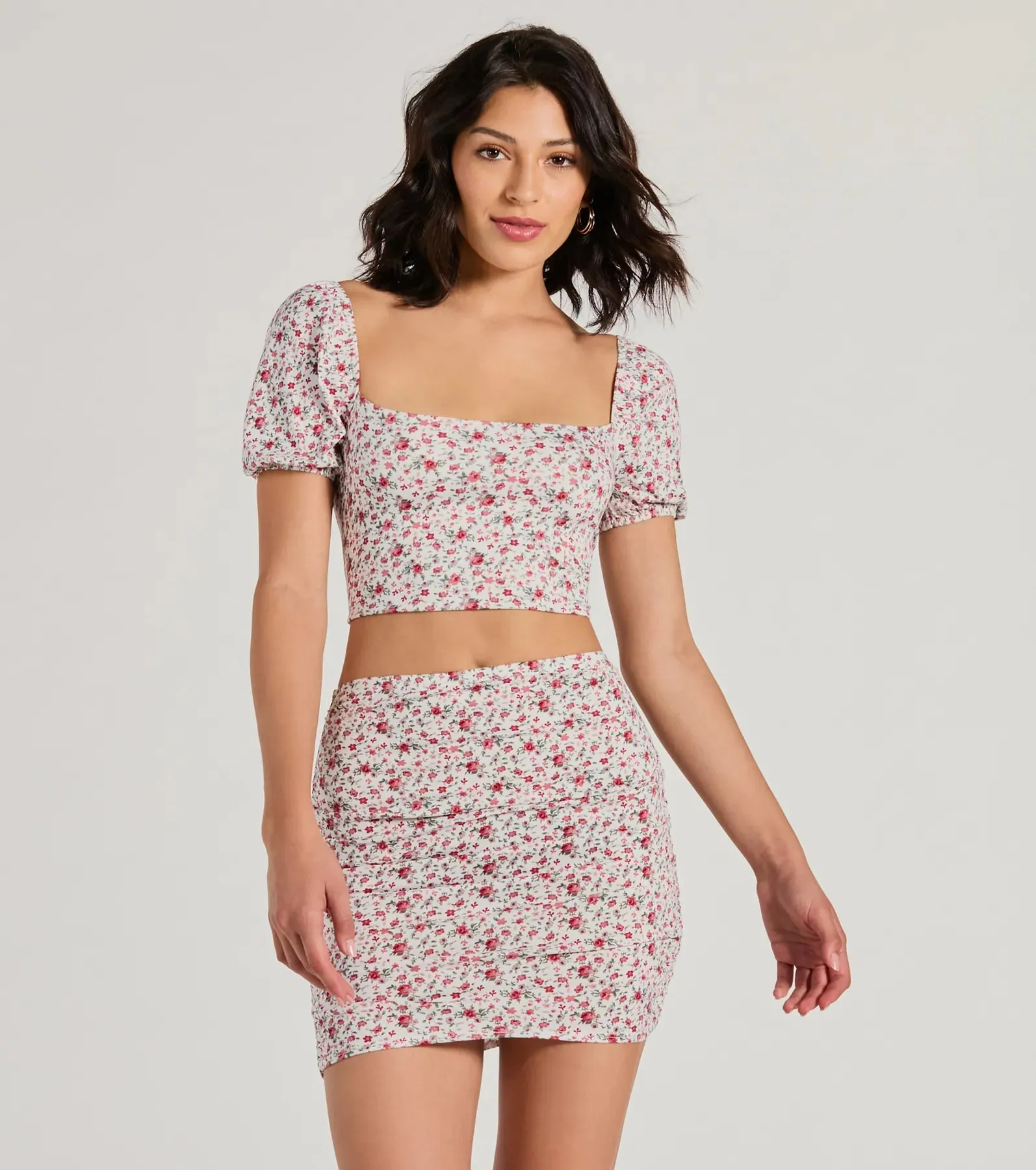 Two Cute Lace-Up Floral Crop Top sold by Windsor