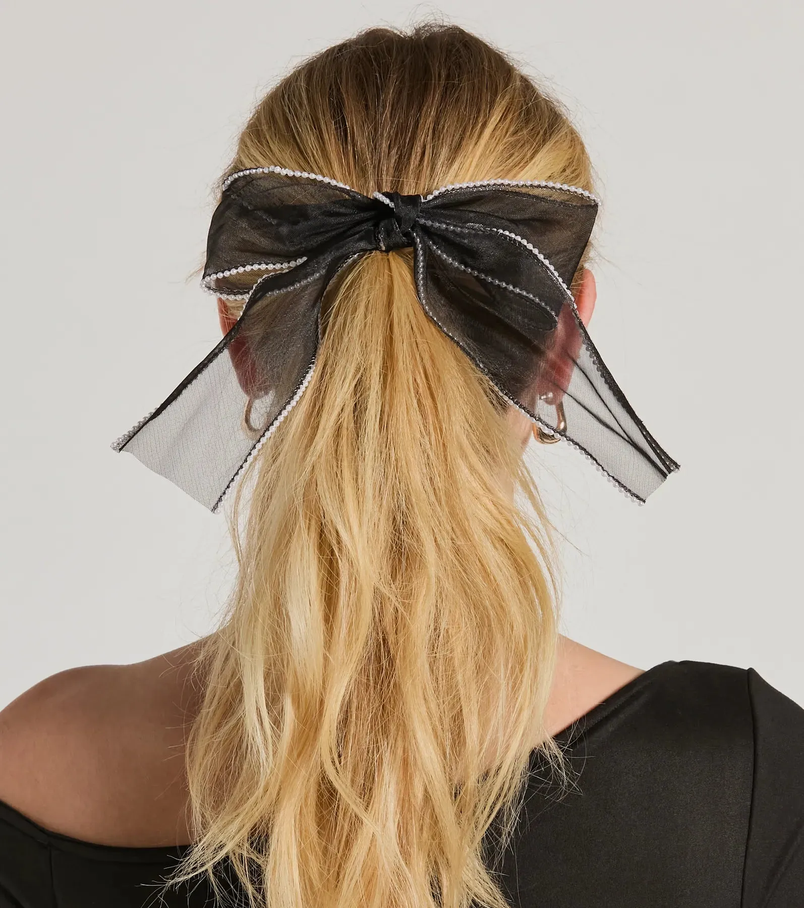 Sweet Glamour Pearl Trim Hair Bow Barrette sold by Windsor