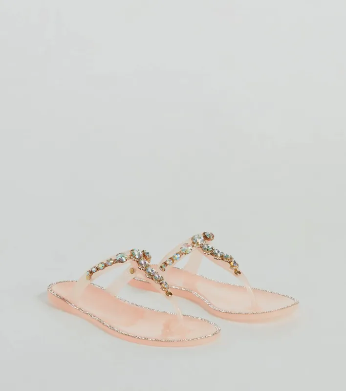 Glam Up Gemstone Strap Jelly Sandals sold by Windsor