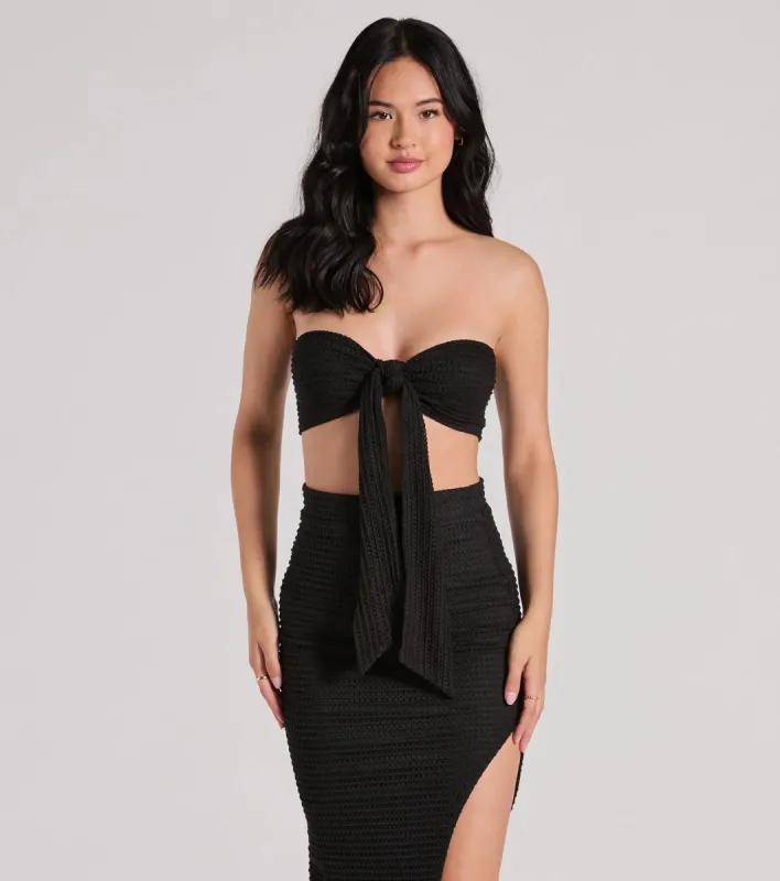 Stylish Catch Tie Front Knit Bandeau sold by Windsor