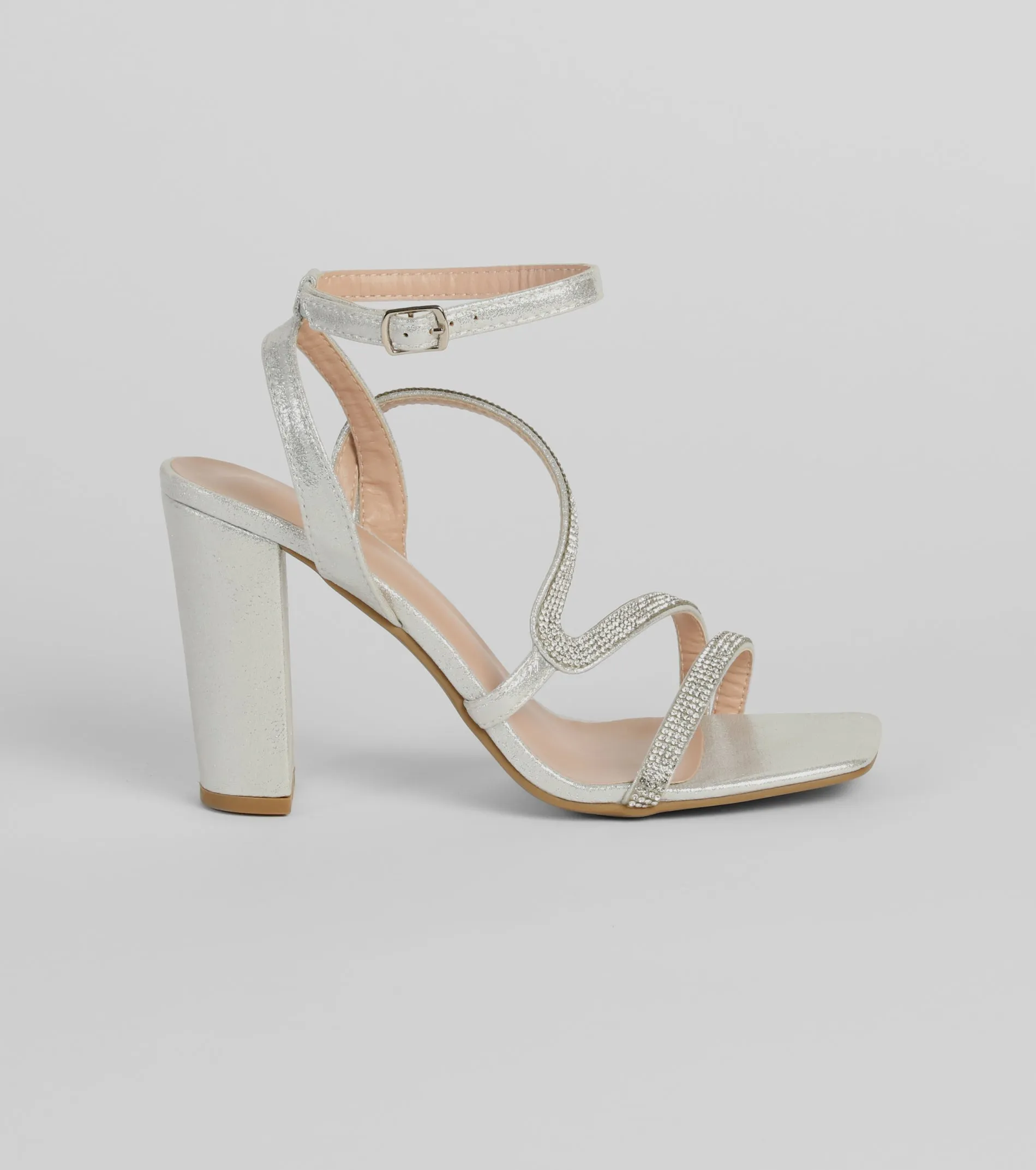 Glam On The Line Rhinestone Block Heels sold by Windsor product image thumbnail 2