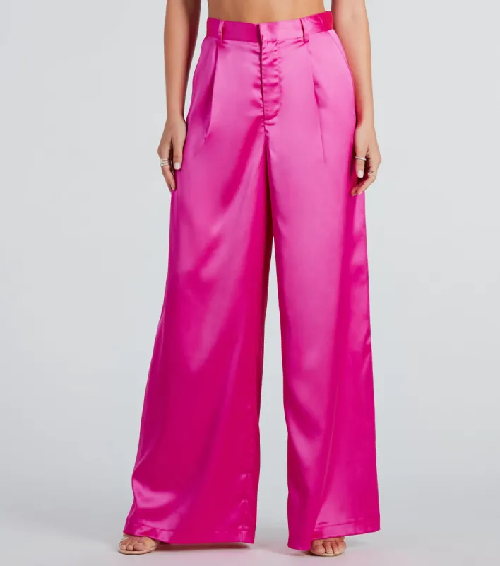 Power Vibe Satin Wide-Leg Trouser Pants sold by Windsor