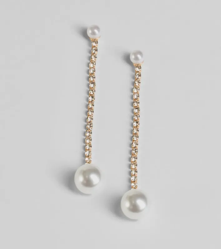 Simply Elegant Pearl And Rhinestone Drop Earrings sold by Windsor