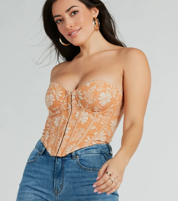 Sultry Hour Strapless Jacquard Bustier sold by Windsor