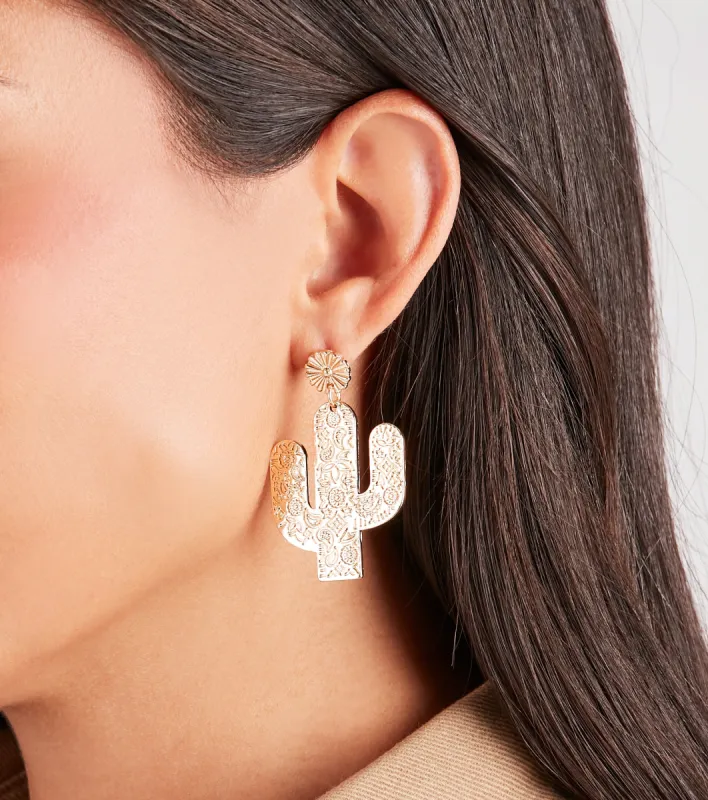 Western Charm Cactus Drop Earrings sold by Windsor