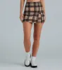 Class In Session Plaid High Slit Mini Skort sold by Windsor