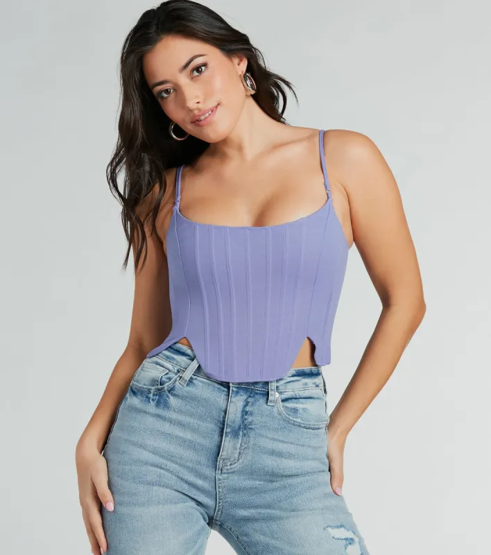 Feelin' Trendy Cutout Woven Corset Top sold by Windsor