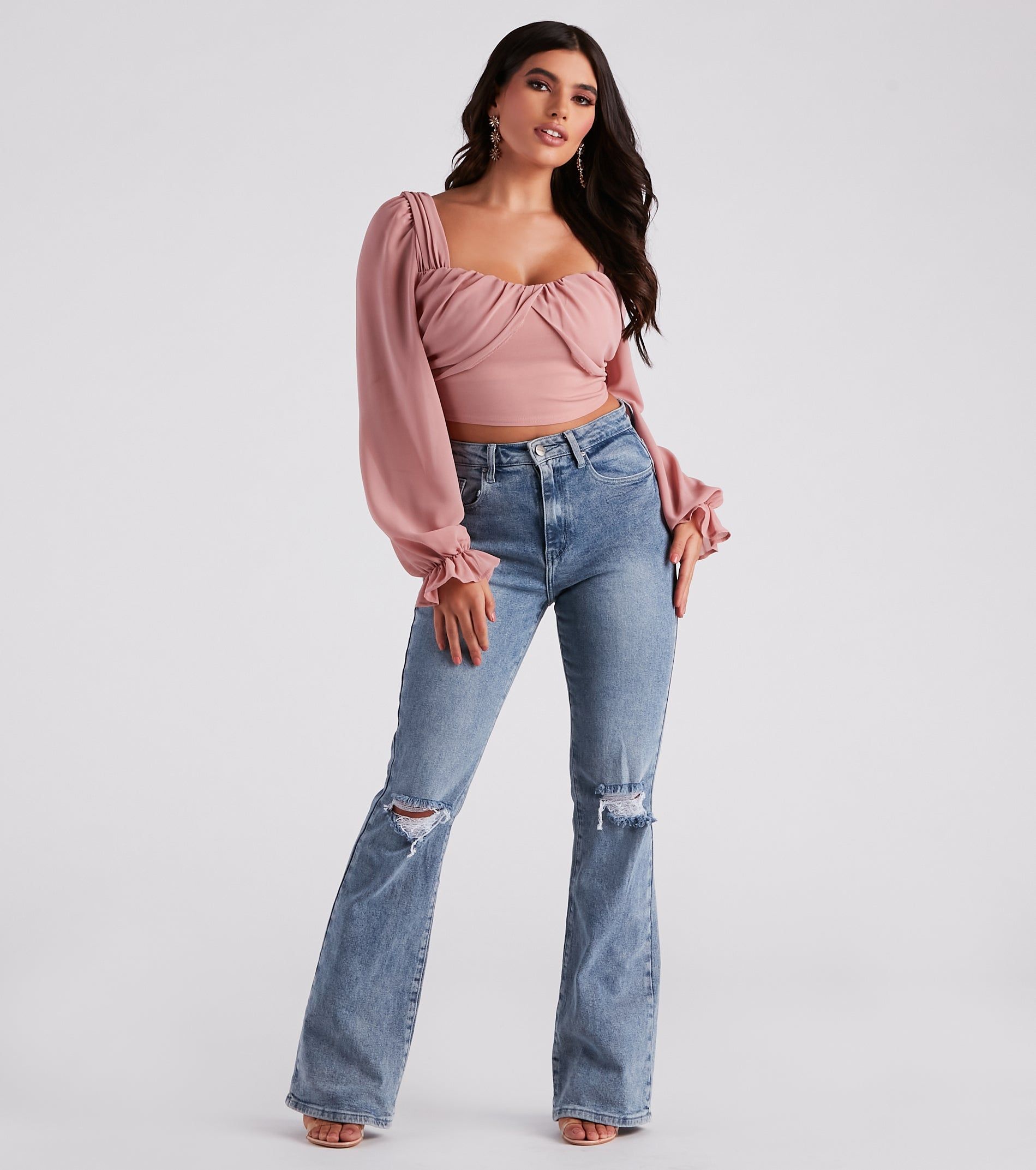Talk About Breezy Chiffon Crop Top sold by Windsor product image thumbnail 3