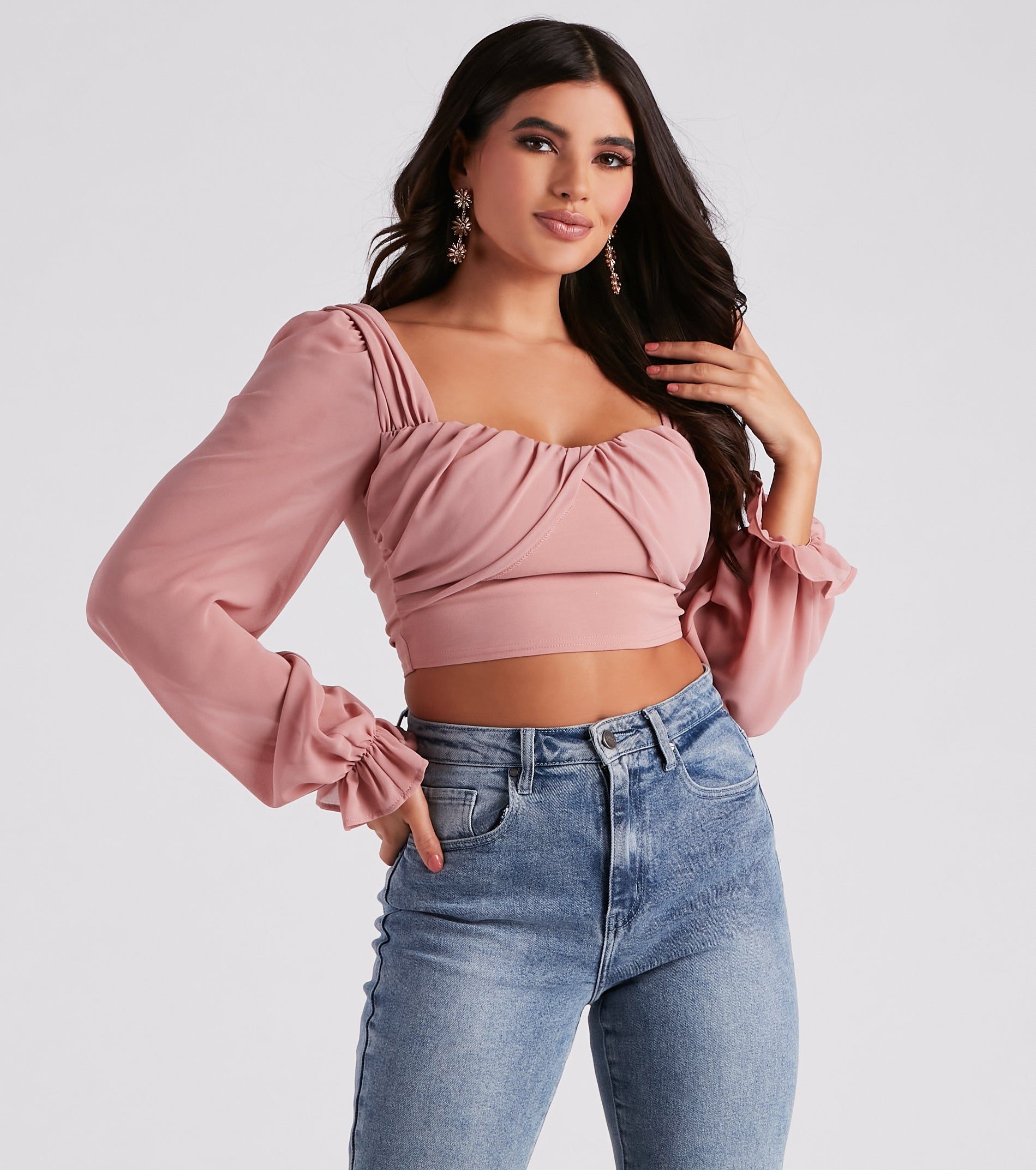Talk About Breezy Chiffon Crop Top sold by Windsor
