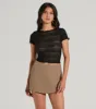 Perfect Delight High Rise Scallop Wrap Mini Skort sold by Windsor