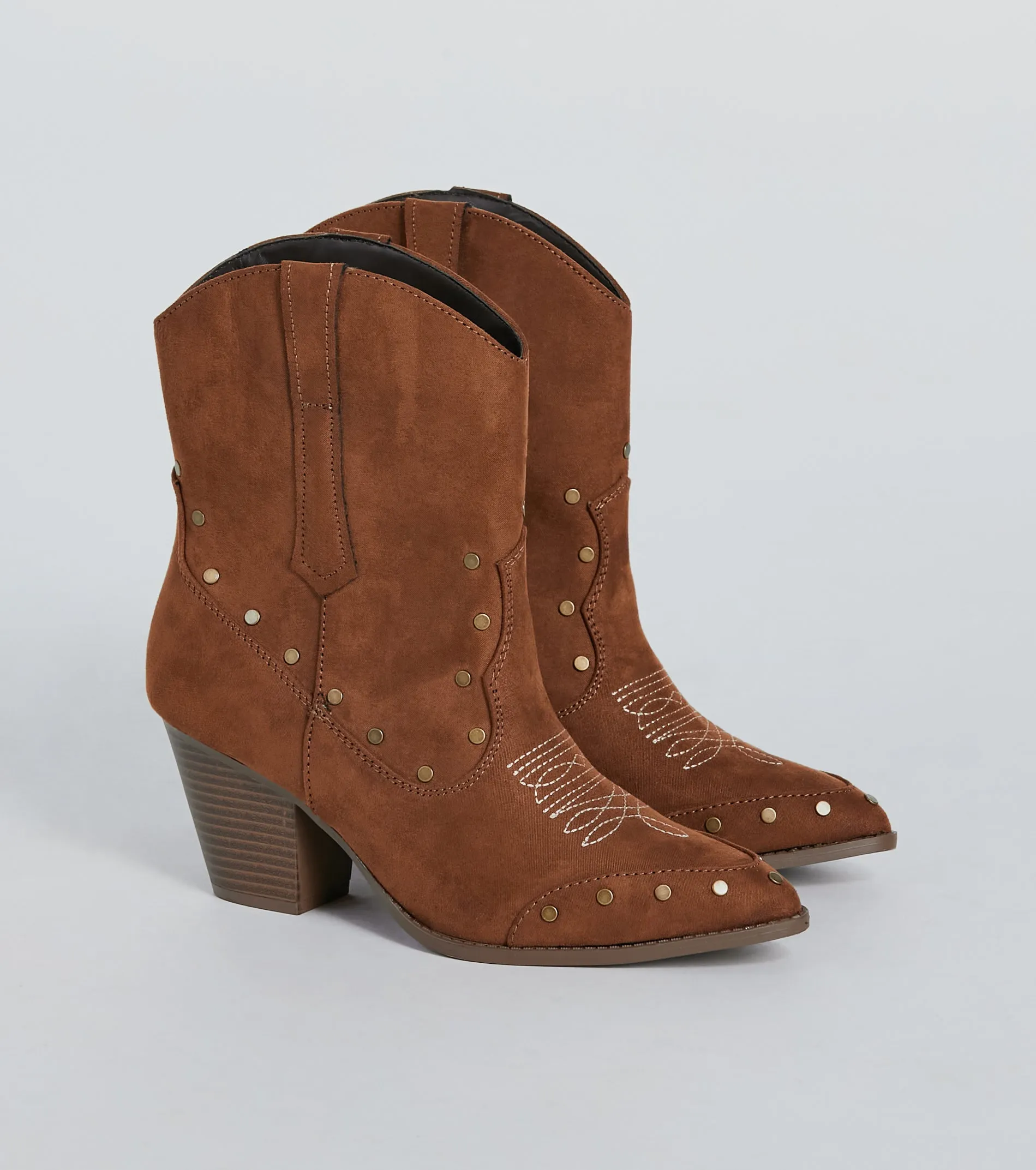 Country Style Studded Faux Suede Western Booties sold by Windsor