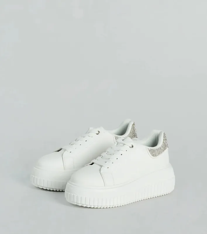 Glam Girl Sparkle Faux Leather Rhinestone Sneakers sold by Windsor