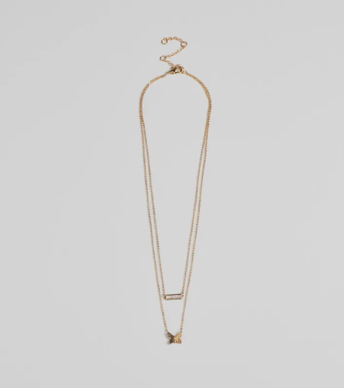 Dainty Sparkle Cubic Zirconia Layered Charm Necklace sold by Windsor