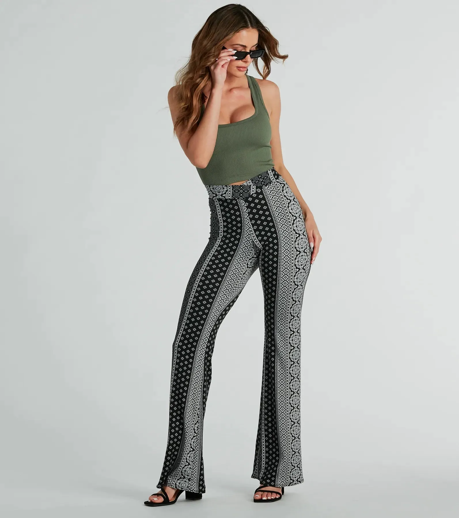 Breezy Vibes Boho Print Knit Flare Pants sold by Windsor product image thumbnail 2